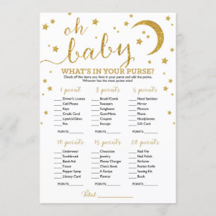 Star Gold Glitter What's In Your Purse Invitation