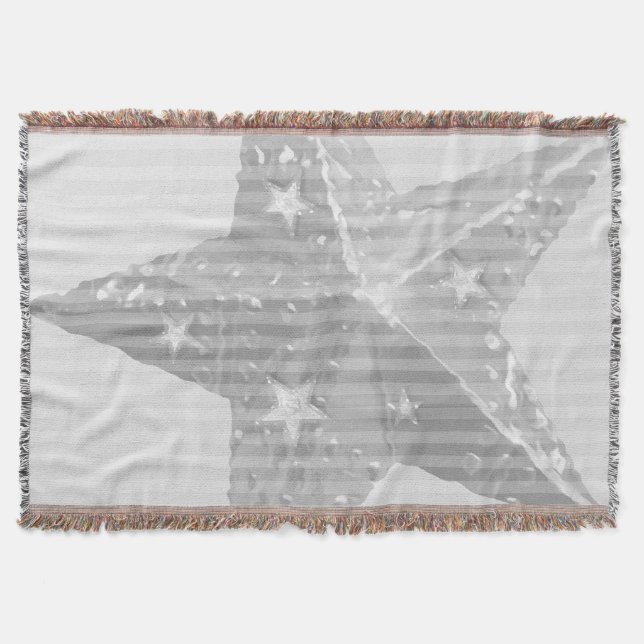 Star Gray and White Modern Pattern Throw Blanket (Front)