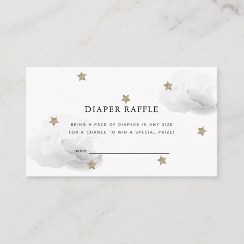 Star  Gray Cloud Baby Shower Diaper Raffle Ticket Enclosure Card