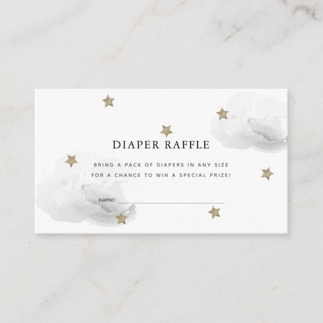 Star & Gray Cloud Baby Shower Diaper Raffle Ticket Enclosure Card (Front)