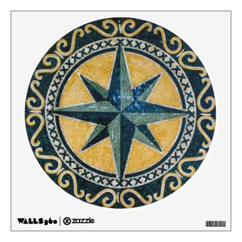 Star Green Compass Round Medallion Mosaic Wall Sticker