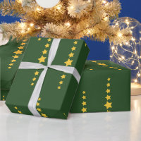 Seamless Christmas Tree on Green Wrapping Paper