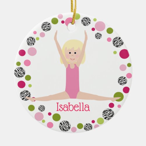 Star Gymnast in Pinks Personalized Ceramic Ornament
