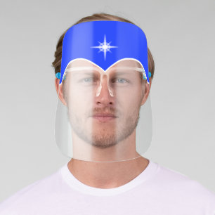 Star Hero on Blue and White Face Shield