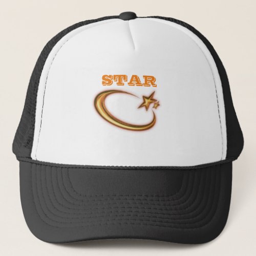 Star Image with Star text White and Black Color Trucker Hat