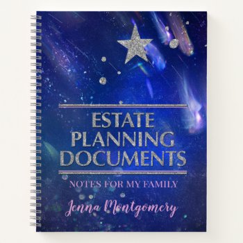 Star In Night Sky Estate Planning  Notebook by FamilyTreed at Zazzle