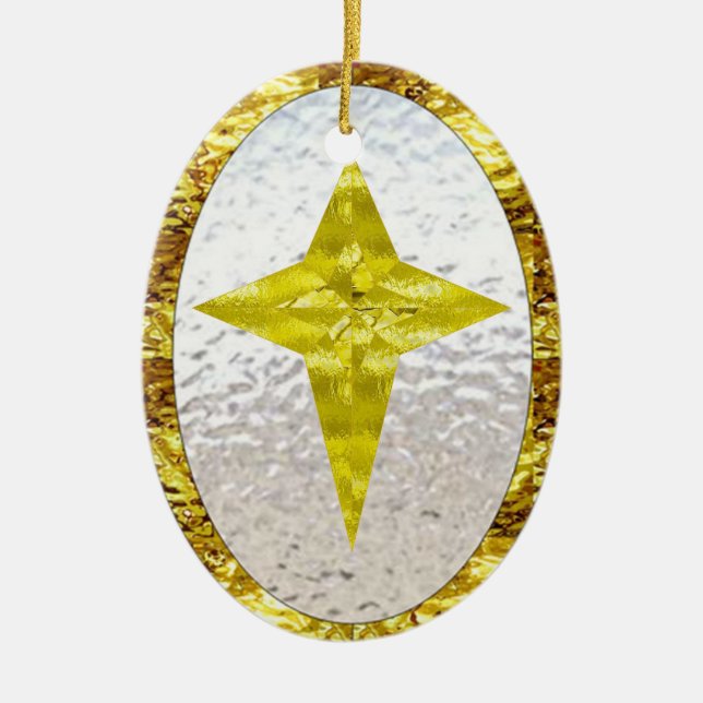 Star in Stained Glass Ceramic Ornament (Front)