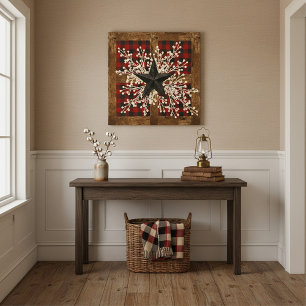 Star in window wood wall art