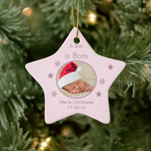 Star Is Born Personalized Photo Ornament Pink