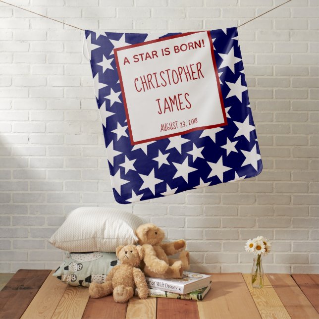 Personalised Luxury Baby Blanket - Embroidered Star Design For Newborn Boy Or Girl Gift
