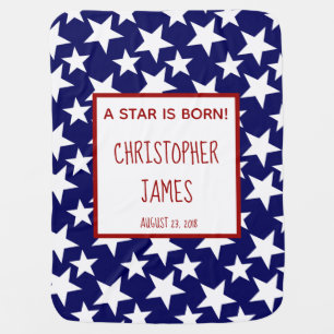 Star is born, Red White & Blue Personalized Baby Blanket