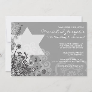 Star Jewish Wedding Anniversary Party Invitation