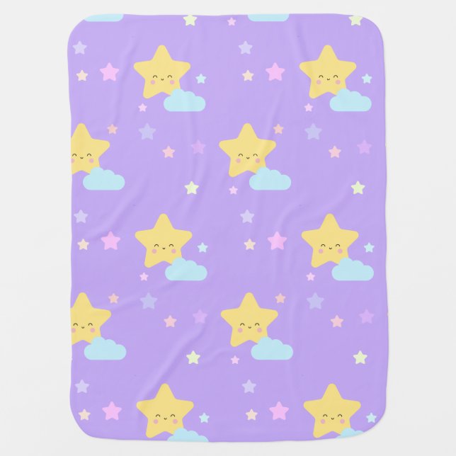 Star Kawaii Pastel Pattern Baby Blanket (Front)