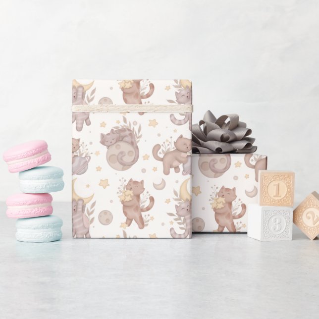 Star Kittens Wrapping Paper (Baby Shower)