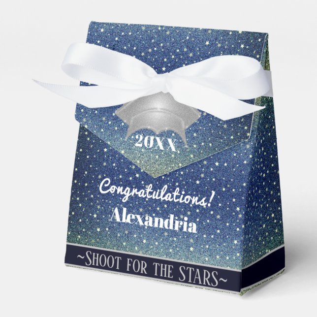 Star Light Blue Sky Graduation Party Favor Boxes (Front Side)