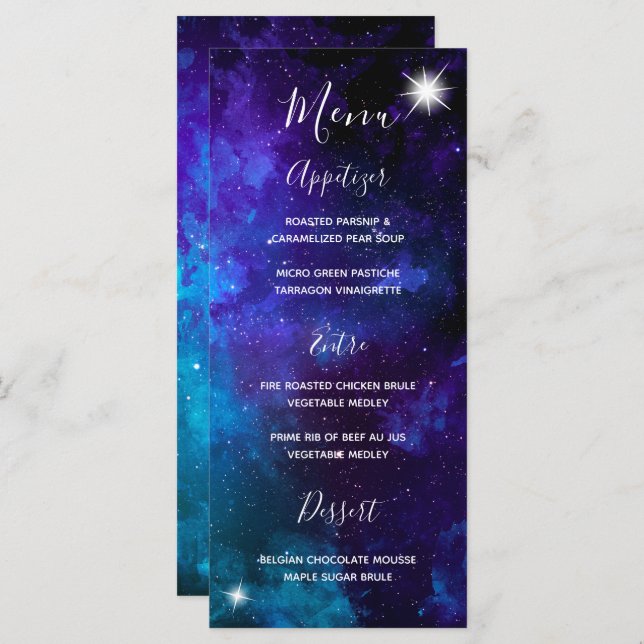 Star Light Blue Sky Wedding Menu (Front/Back)