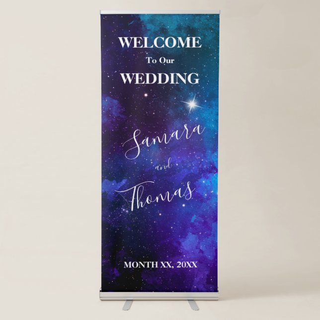 Star Light Blue Sky Wedding Retractable Banner (Front)
