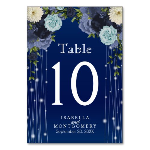 Star Light Navy Blue Floral  Table Number