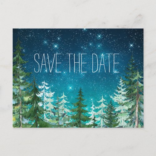 Star Light Night Forest Wedding Save the Date Announcement Postcard