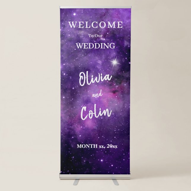 Star Light Purple Wedding  Retractable Banner (Front)