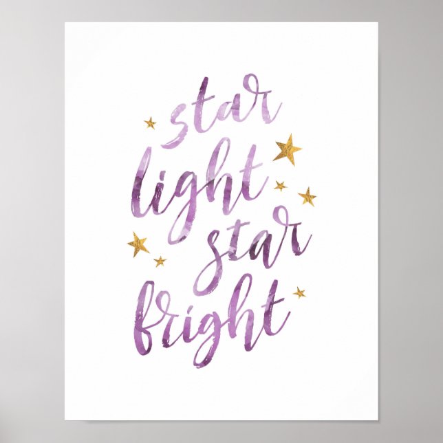 Star light star bright purple typography poster (Front)