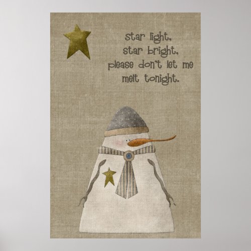 Star Light Star Bright Snowman Poster