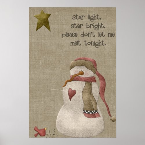 Star Light Star Bright Snowman Version 2 Poster