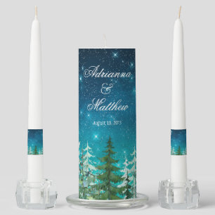 Star Lights Forest Tree Wedding Unity Candle Set