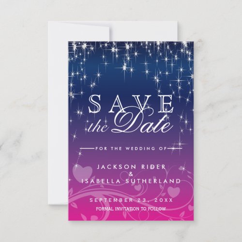 Star Lights in Dark Blue and Pink _ Save the Date