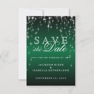 Star Lights in Metallic Dark Green - Save the Date