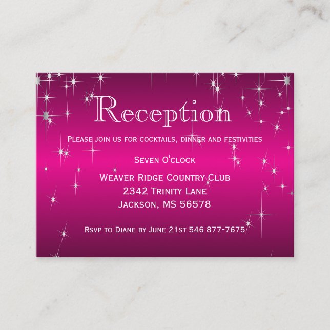 Star Lights in Metallic Hot Pink - Reception Enclosure Card (Front)