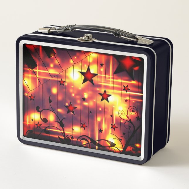 Star Lights Striking Glowing Abstract Pattern Metal Lunch Box (Front)