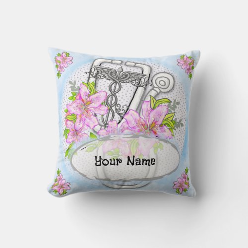 Star Lily Stethoscope Nurse   Throw Pillow