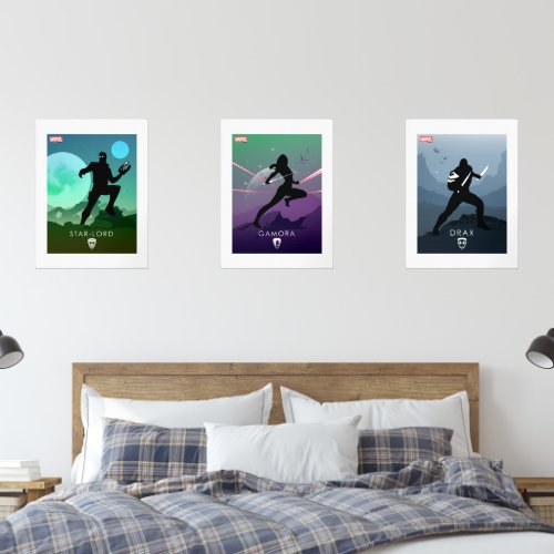 Star_Lord Gamora and Drax Heroic Silhouette Wall Art Sets