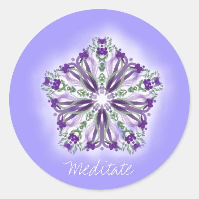 *~* Star Mandala for Meditation Mindfulness Classic Round Sticker (Front)