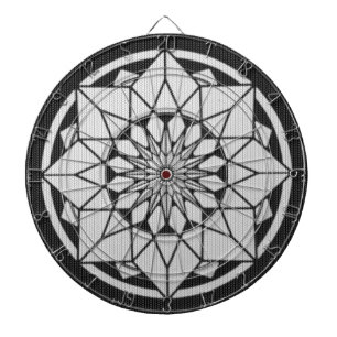 Star Mandala knitting black & white Dartboard