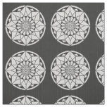 Star Mandala knitting black &amp; white Fabric