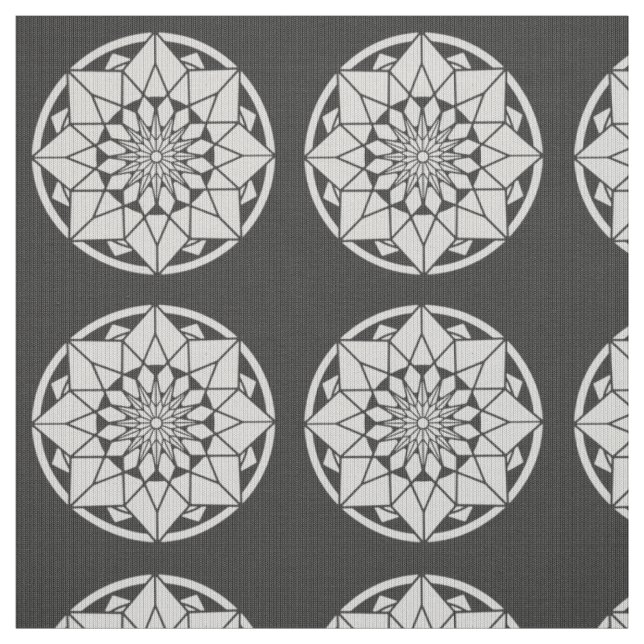 Star Mandala knitting black & white Fabric (Swatch)