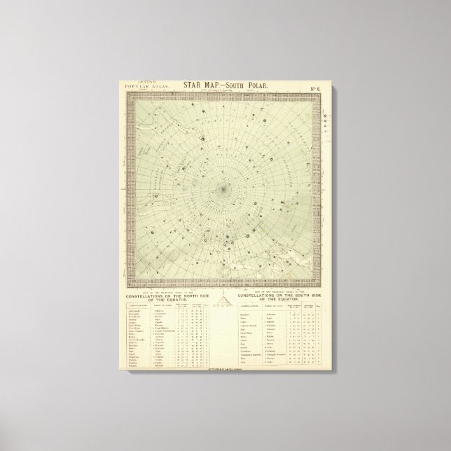 Star map of South polar region Canvas Print (Front)