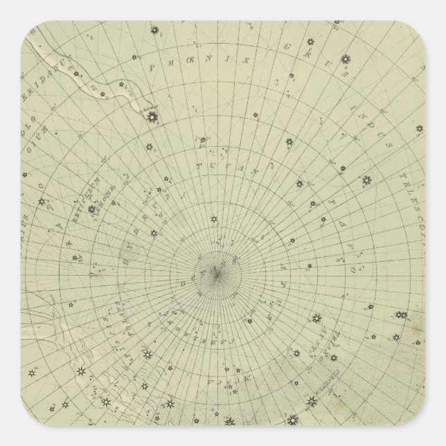 Star map of South polar region Square Sticker (Front)