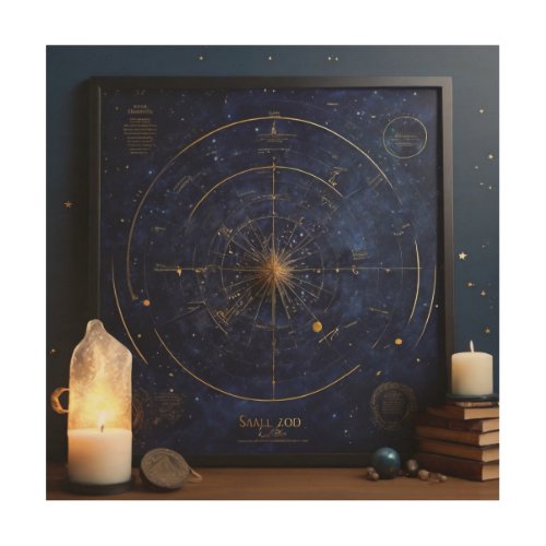 Star map with galaxy wood wall art