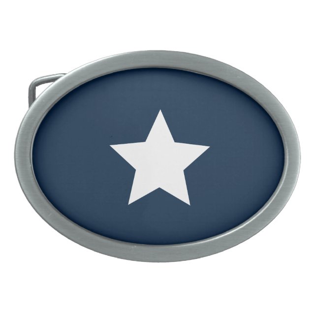 Star Mark Navy Blue Oval Belt Buckle (Front)