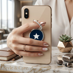 Star Mark Navy Blue Phone Ring Stand Grip