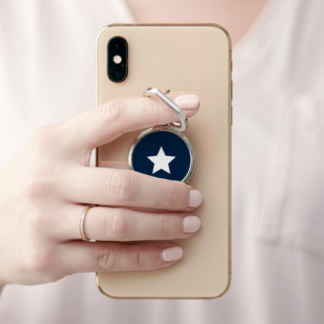 Star Mark Navy Blue Phone Ring Stand Grip (In Situ)