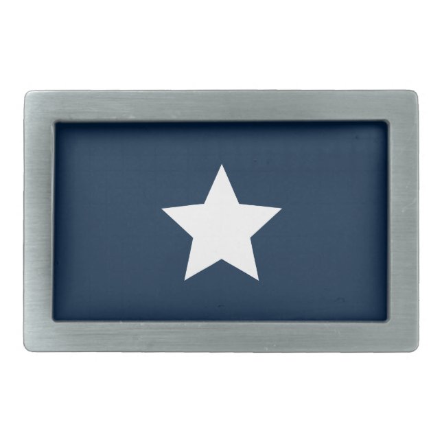 Star Mark Navy Blue Rectangle Belt Buckle (Front)