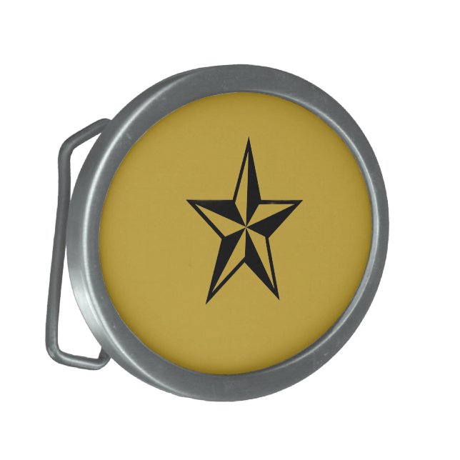 Star Mark on Metallic Gold Background Belt Buckle (Front Left)