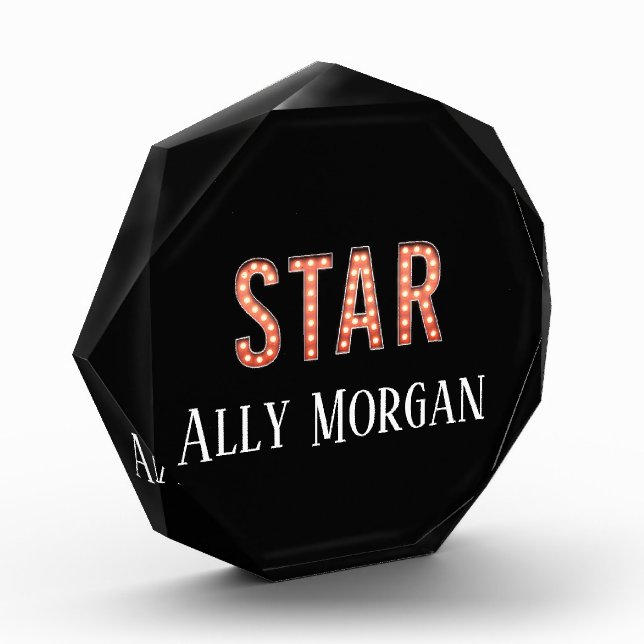 STAR Marquee Lights Personalized Acrylic Award (Left)