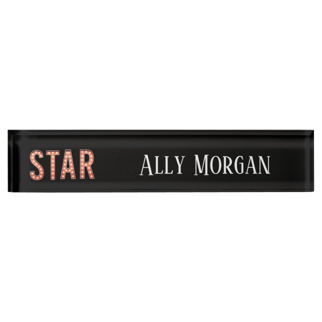 STAR Marquee Lights Personalized Desk Name Plate (Front)
