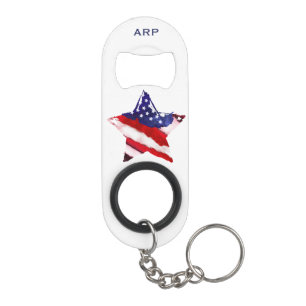 *~* Star Military Veteran Flag Red White Blue Keychain Bottle Opener