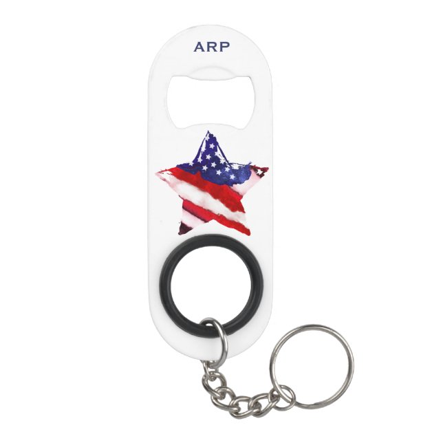 *~* Star Military Veteran Flag Red White Blue Keychain Bottle Opener (Back)